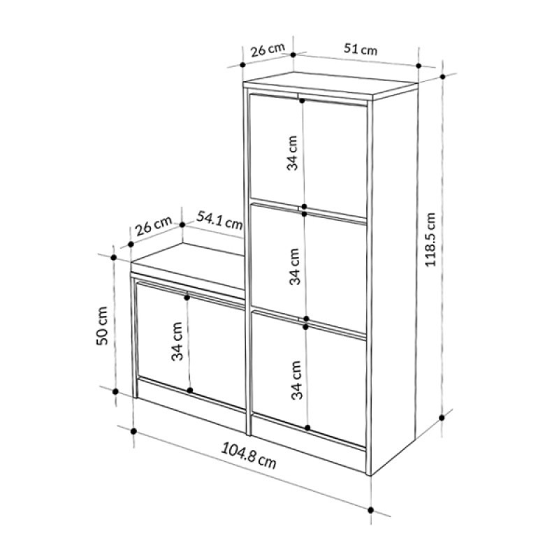 Παπουτσοθήκη Dude Megapap χρώμα μαύρο 104,8x26x118,5εκ.