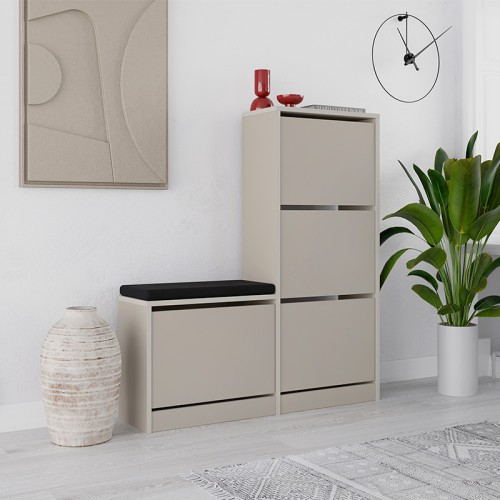 Παπουτσοθήκη Dude Megapap χρώμα sandstone 104,8x26x118,5εκ.