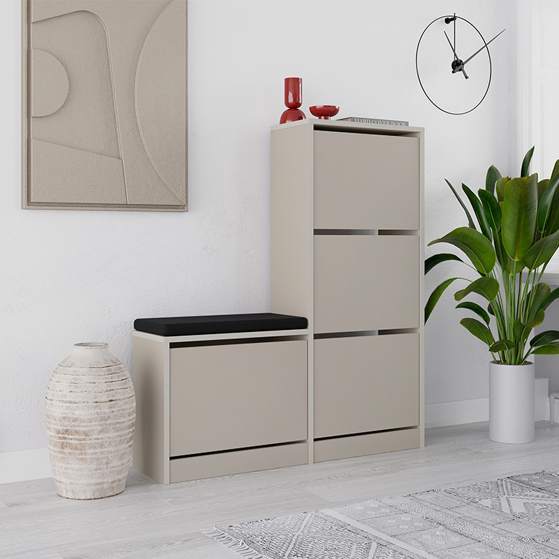 Παπουτσοθήκη Dude Megapap χρώμα sandstone 104,8x26x118,5εκ.