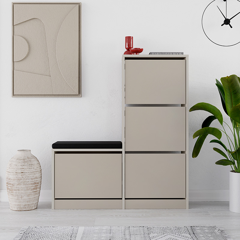 Παπουτσοθήκη Dude Megapap χρώμα sandstone 104,8x26x118,5εκ.