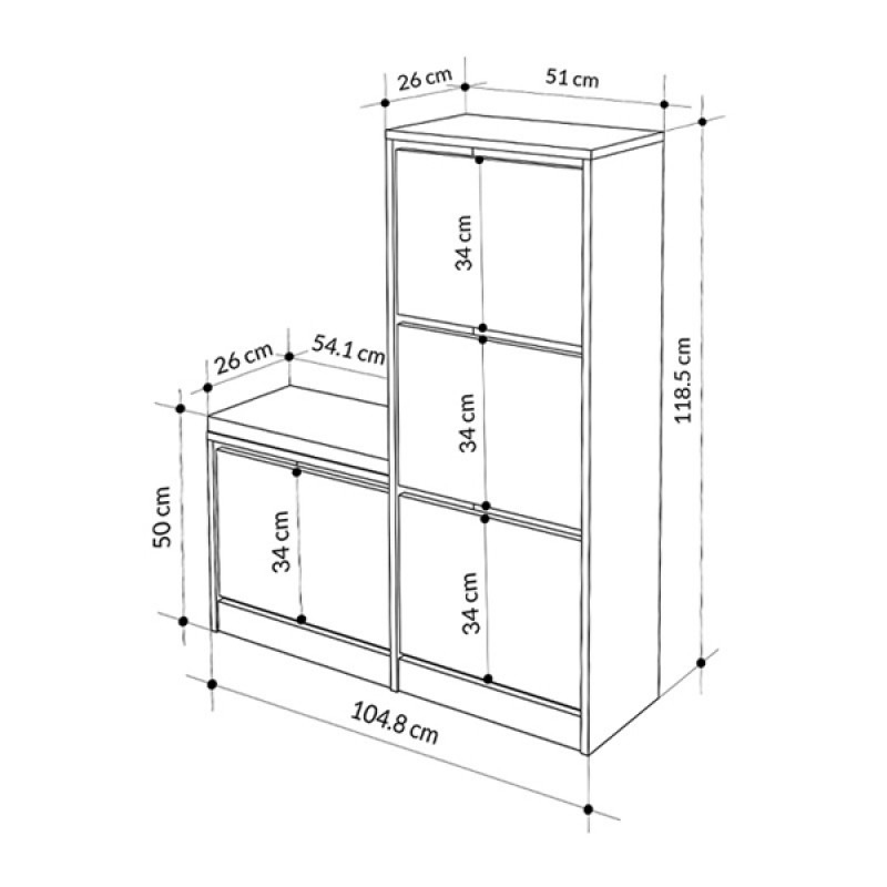 Παπουτσοθήκη Dude Megapap χρώμα sandstone 104,8x26x118,5εκ.
