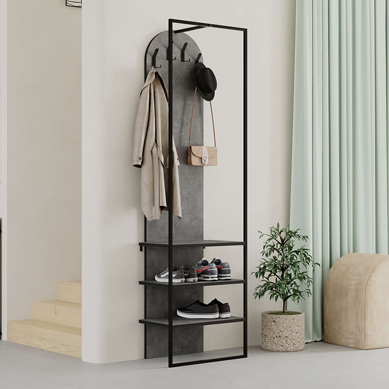 Έπιπλο εισόδου Archy Megapap χρώμα γκρι ρετρό 53x31,7x180εκ.