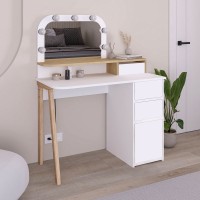 Τουαλέτα με καθρέπτη Avien Megapap με LED χρώμα λευκό - sapphire oak 105x51,1x131εκ.