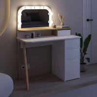 Τουαλέτα με καθρέπτη Avien Megapap με LED χρώμα λευκό - sapphire oak 105x51,1x131εκ.