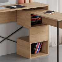Γραφείο εργασίας πολυμορφικό Badau Megapap χρώμα sapphire oak 110x37,2x77εκ.