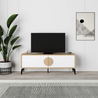 Έπιπλο τηλεόρασης Gora Megapap χρώμα sapphire oak - λευκό 140x35,6x51εκ.