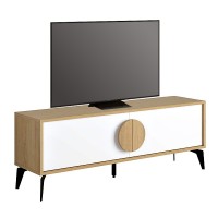 Έπιπλο τηλεόρασης Gora Megapap χρώμα sapphire oak - λευκό 140x35,6x51εκ.