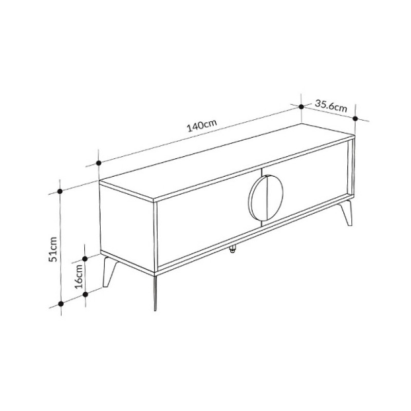 Έπιπλο τηλεόρασης Gora Megapap χρώμα sapphire oak - λευκό 140x35,6x51εκ.