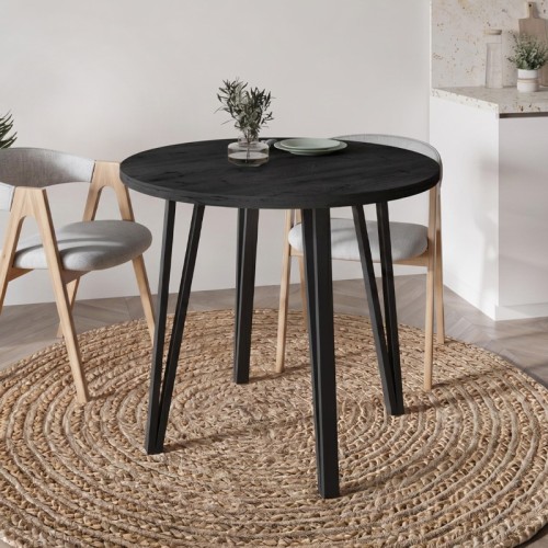 Τραπέζι Xana Megapap χρώμα black wood Ø90x77,5εκ.