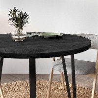 Τραπέζι Xana Megapap χρώμα black wood Ø90x77,5εκ.