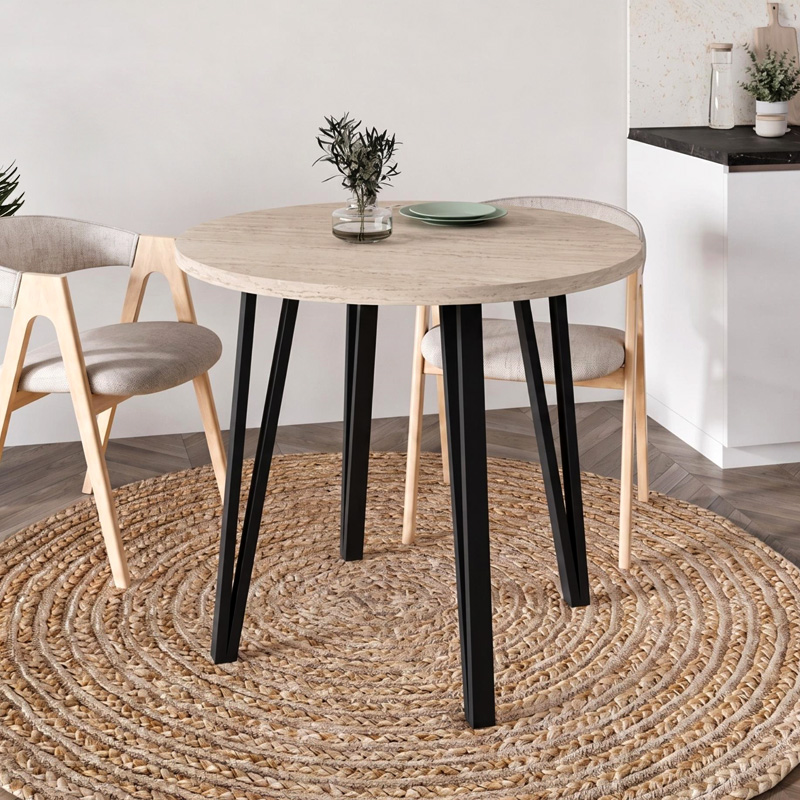 Τραπέζι Xana Megapap χρώμα travertine Ø90x77,5εκ.