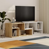 Έπιπλο τηλεόρασης Glis Megapap πολυμορφικό χρώμα sapphire oak - λευκό 145x35x44,8εκ.