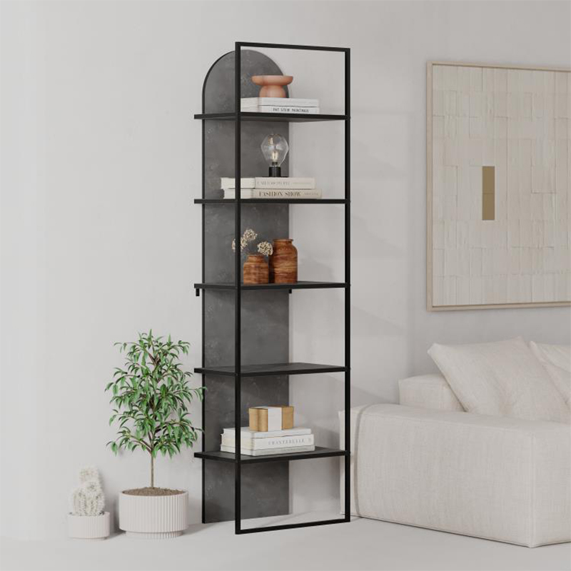Βιβλιοθήκη Archy Megapap χρώμα γκρι ρετρό 53x31,7x180εκ.