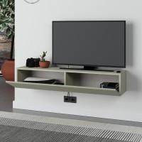 Έπιπλο τηλεόρασης επιτοίχιο Francy Megapap χρώμα ash green 135x31,7x25εκ.