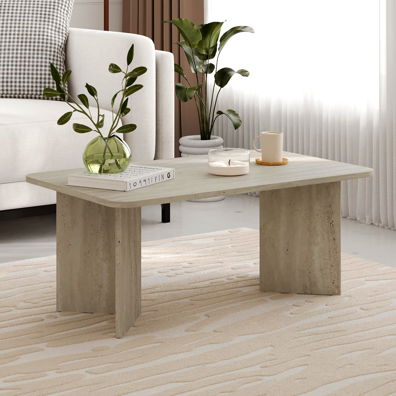 Τραπεζάκι σαλονιού Sam Megapap χρώμα neo travertine 100x60x41,8εκ.