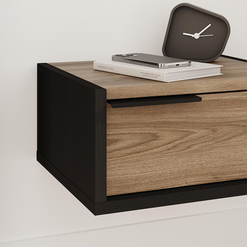 Κομοδίνο επιτοίχιο Eco Megapap χρώμα black wood - καρυδί 40x33x18,5εκ.