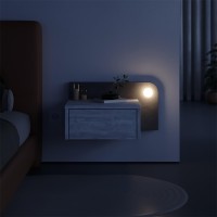 Κομοδίνο επιτοίχιο Dotta Megapap με LED χρώμα λευκό αντικέ - γκρι ρετρό 52x33,6x28εκ.