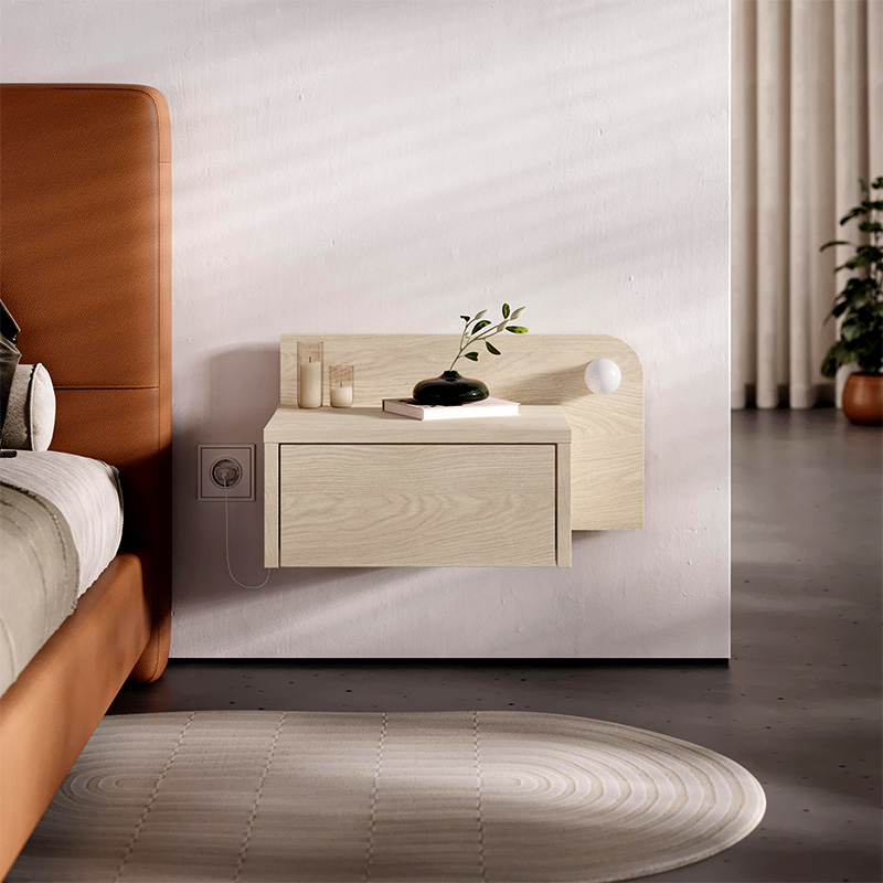 Κομοδίνο επιτοίχιο Dotta Megapap με LED χρώμα light oak 52x33,6x28εκ.