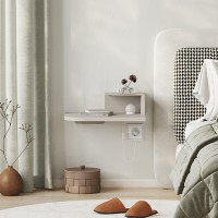 Κομοδίνο επιτοίχιο Luno Megapap με LED χρώμα sandstone 40x30x16,2εκ.