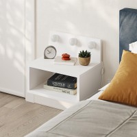 Κομοδίνο επιτοίχιο Treo Megapap με LED χρώμα λευκό 40x30x33,8εκ.
