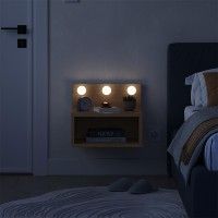 Κομοδίνο επιτοίχιο Treo Megapap με LED χρώμα sapphire oak 40x30x33,8εκ.