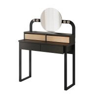Τουαλέτα με καθρέπτη Lora Megapap με LED χρώμα μαύρο - sapphire oak 96x40x133,4εκ.