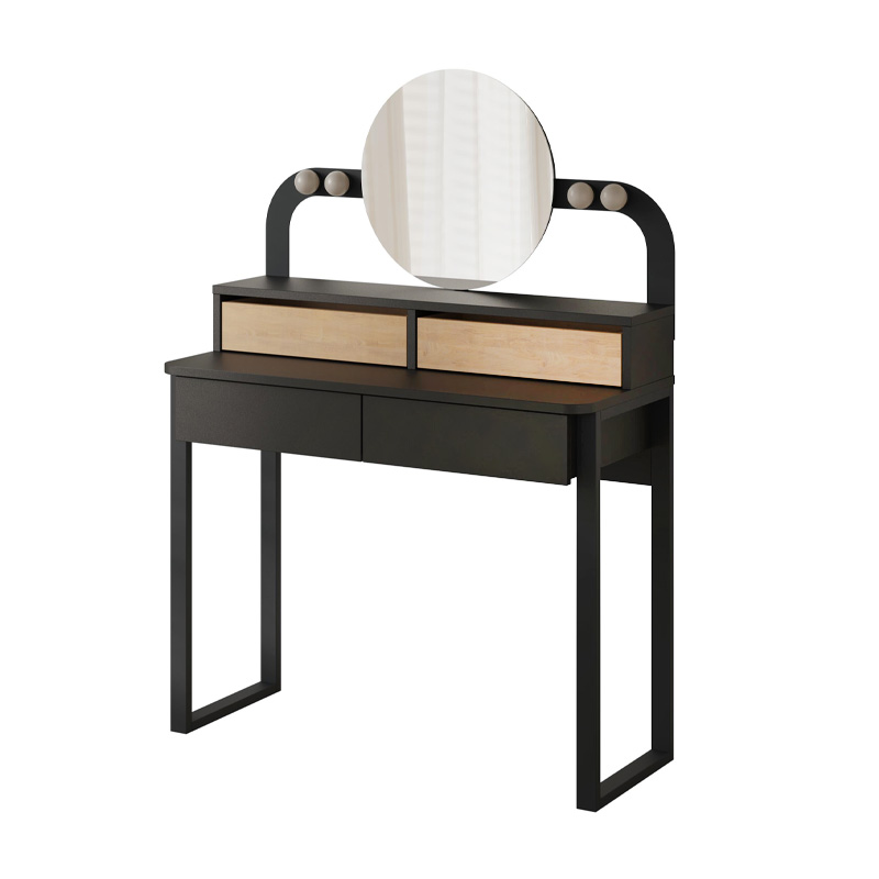 Τουαλέτα με καθρέπτη Lora Megapap με LED χρώμα μαύρο - sapphire oak 96x40x133,4εκ.