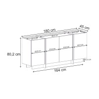 Μπουφές Dorma Megapap χρώμα travertine 180x45x80,2εκ.