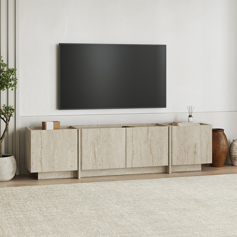Έπιπλο τηλεόρασης Lowen Megapap χρώμα travertine 180x35x46,2εκ.