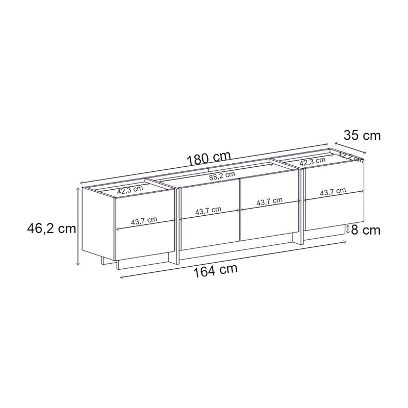 Έπιπλο τηλεόρασης Lowen Megapap χρώμα travertine 180x35x46,2εκ.