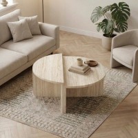 Τραπεζάκι σαλονιού Aloeva Megapap χρώμα travertine Ø90x37εκ.