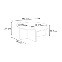 Τραπεζάκι σαλονιού Aloeva Megapap χρώμα travertine Ø90x37εκ.