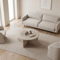 Τραπεζάκι σαλονιού Hillary Megapap χρώμα travertine Ø80x38εκ.
