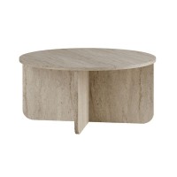 Τραπεζάκι σαλονιού Hillary Megapap χρώμα travertine Ø80x38εκ.