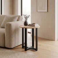 Τραπεζάκι σαλονιού σετ 2 τμχ Mesa Megapap χρώμα sapphire oak Ø90x35,5εκ.