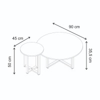 Τραπεζάκι σαλονιού σετ 2 τμχ Mesa Megapap χρώμα sapphire oak Ø90x35,5εκ.