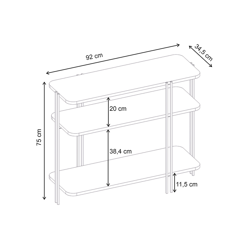Κονσόλα Notus Megapap χρώμα καρυδί Ud 92x34,5x75εκ.