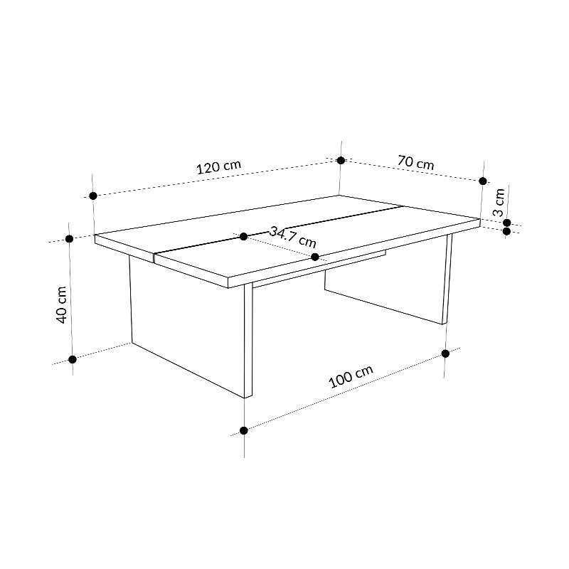 Τραπεζάκι σαλονιού Loana Megapap χρώμα καρυδί Ud 120x70x40εκ.