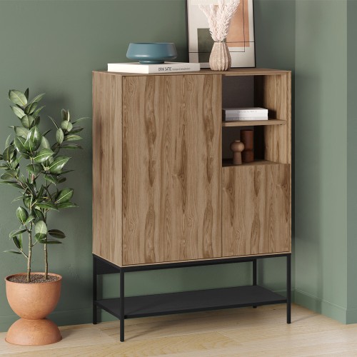 Μπουφές Amira Megapap χρώμα καρυδί Ud - black wood 90x40x125εκ.