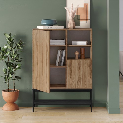 Μπουφές Amira Megapap χρώμα καρυδί Ud - black wood 90x40x125εκ.