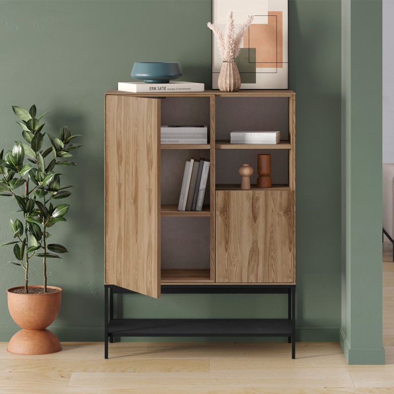 Μπουφές Amira Megapap χρώμα καρυδί Ud - black wood 90x40x125εκ.