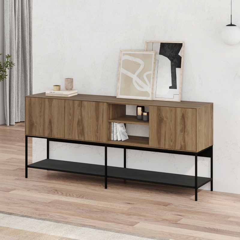 Μπουφές Amira Megapap χρώμα καρυδί Ud - black wood 180x40x80εκ.