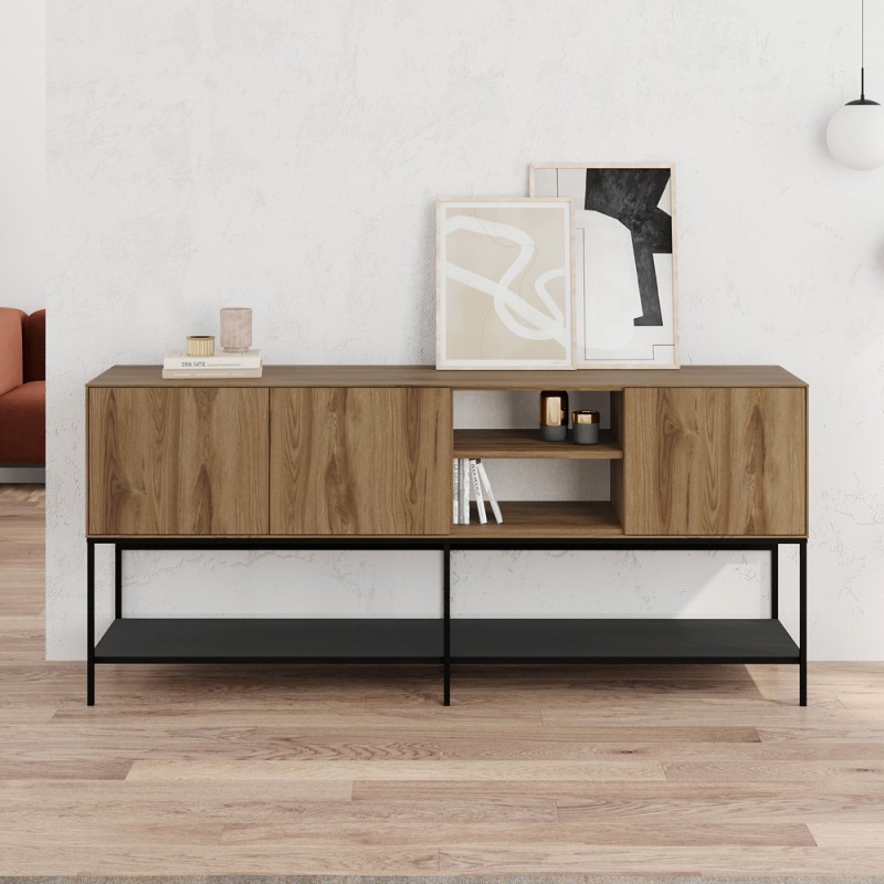 Μπουφές Amira Megapap χρώμα καρυδί Ud - black wood 180x40x80εκ.