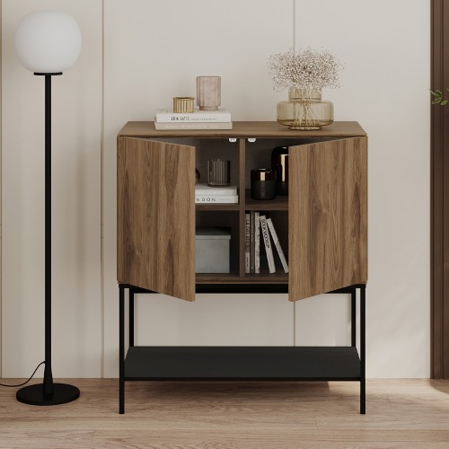 Μπουφές Amira Megapap χρώμα καρυδί Ud - black wood 80x40x90εκ.