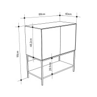 Μπουφές Amira Megapap χρώμα καρυδί Ud - black wood 80x40x90εκ.