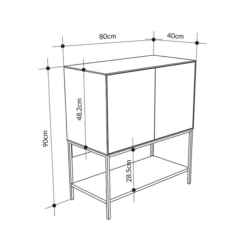 Μπουφές Amira Megapap χρώμα καρυδί Ud - black wood 80x40x90εκ.