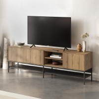 Έπιπλο τηλεόρασης Amira Megapap χρώμα καρυδί Ud - black wood 180x35x55εκ.