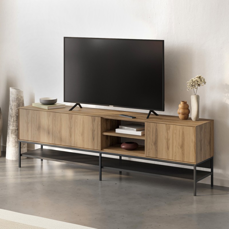 Έπιπλο τηλεόρασης Amira Megapap χρώμα καρυδί Ud - black wood 180x35x55εκ.