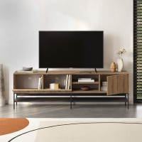 Έπιπλο τηλεόρασης Amira Megapap χρώμα καρυδί Ud - black wood 180x35x55εκ.