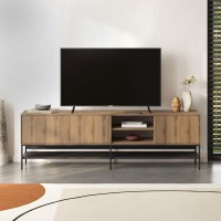 Έπιπλο τηλεόρασης Amira Megapap χρώμα καρυδί Ud - black wood 180x35x55εκ.